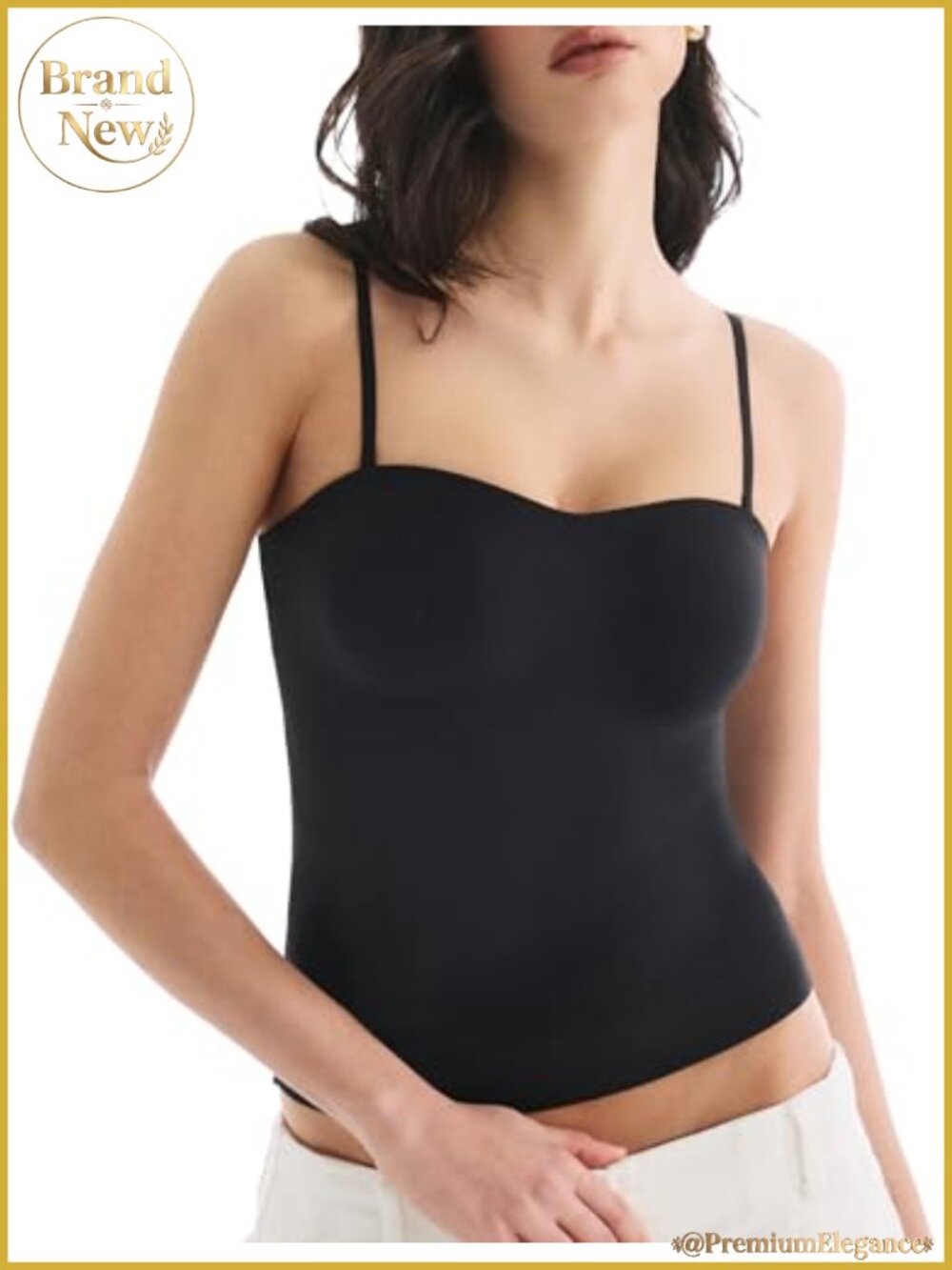 Women's Built-in Bra Tank Top Padded Cami Scoop Neck Sleeveless Seamless Basic